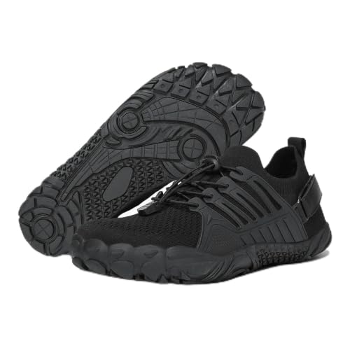 Spadeer Men's Barefoot Trail Running Shoes Wide Toe Box Black