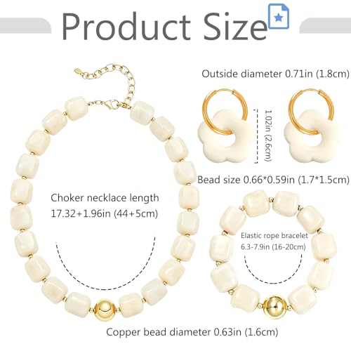Dormklss Chunky Beaded Necklaces for Women Large Acrylic Resin Beads Necklace Bracelet Boho Trendy Bold Statement Necklace Bracelet Earrings Colorful Summer Beaded Jewelry Set by Dormklss - Used condition - Image 4