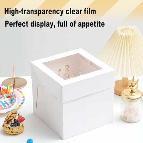 ZFQSONGZE Set of 5 Tall 10-Inch Cake Boxes with Clear Viewing Window - Durable Food-Grade Cardboard for Weddings, Birthdays & Celebrations (Easy Assembly) - Image 4