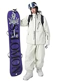HOUZONIY Damen Skijacke & Skihose Set Skianzug 2 teilig Herren Schneeanzug Wasserdicht Winddicht Atmungsaktiv Insoliert Warm mit Sturmkapuze