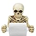 Linkidea Uchwyt na papier toaletowy, uchwyt na papier toaletowy, uchwyt na rolkę papieru toaletowego, stojak do przechowywania w łazience, dekoracje halloweenowe, uchwyty szkieletowe z białą chusteczką papieru w kształcie czaszki
