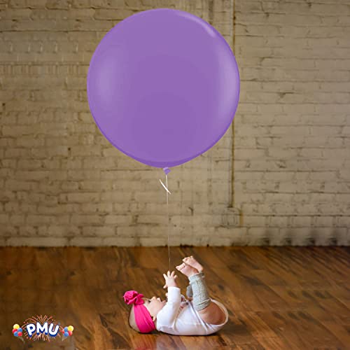 Pmu Premium Latex Balloons - Jumbo Size Balloons For Birthdays, Wedding Parties, Baby Shower, Indoor & Outdoor Party Events & Decoration Supplies - Made In Usa, 36 Inch Lavender, Pkg/3 #TOP6
