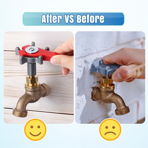 Dreyoo Outdoor Faucet Handle with Auxiliary Wrench for Extra Leverage, Ideal for Seniors & Arthritis Sufferers, Fits 8&12 Point Round Broach, 0.26", 0.28", 0.31"&0.38" Square Broach, with Adapter thumbnail 9