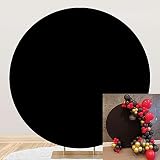 Laeacco Black Round Backdrop Cover 6.5x6.5ft Polyester Fabric Pure Black Photo Backdrop for Photogra