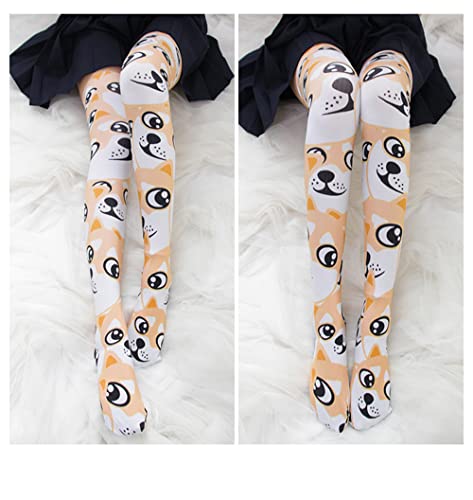 Image of SINROYEE Sexy Cosplay Knee High Stockings Anime Cartoon Printing Thigh High Socks for Women Cute Lolita JK