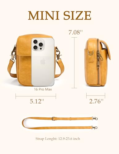Image of Yarnic Small Crossbody Bag, Vegan Leather Cell Phone Purse for Women, Vintage Wallet Bag with Card Slots