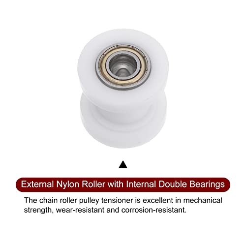 sourcing map Kettenrolle Riemen Scheibe Spanner 10mm Nylon Rille Schieberegler für Mini Motorrad Dirt Fahrrad Atv Go-Kart Schiebetür Bewässerung Ausrüstung Weiß