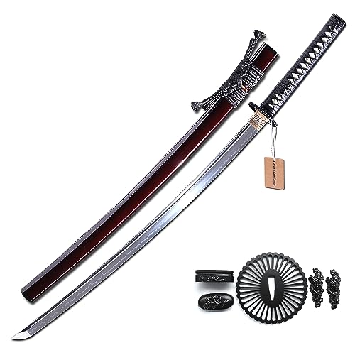 MURASAME Katana Sword Clay Tempered T10 Steel Real Hamon Blade Razor Sharp Full Tang