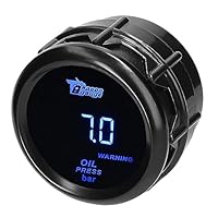 MOCNT Auto Öldruckanzeige 2 52mm Öldruckmesser Anzeige Bar Öldrucktester Anzeige Blau Licht Digitalanzeige Öldruck Messgerät Oil Press Gauge Rauch Len Universal mit Sensor