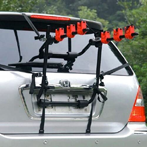 Cbhfmljd Bike Rack for Car Trunk Mount 3 Bicycle Carrier Sedan Hatchback for SUV Minivan USA, Bike Trunk Mount 3-Bike Car Carrier Rack for Auto-Mobile Bicycle Rack Fits Most Cars