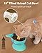 MateeyLife Raised Cat Bowls, Cat Food Bowl Elevated for Kittens & Small Dogs, 15°Tilted Protect Pets' Neck and Anti Vomiting, Whisker Friendly Food & Water Feeding Bowl, 6 oz Each - Green