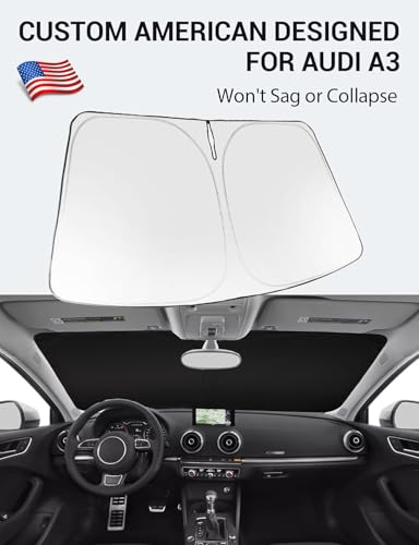 Image of Proadsy 2026 Upgrade Front Windshield Sun Shade Foldable Sunshade Protector Custom Fit 2014-2020 Audi A3 Accessories