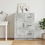 Anself Sideboard Betongrau 66x34,5x87 cm Holzwerkstoff mit 3 Schubladen und 1 Tür Stauraum für Wohnzimmer 895778