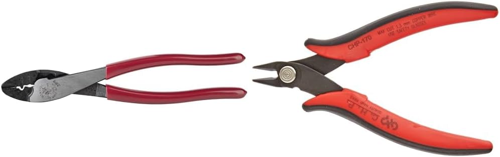 Klein Tools Terminal Crimper and Hakko Micro Cutter 10-22 AWG and 16 Gauge Wire Cutting Tools