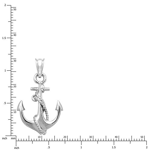 Honolulu Jewelry Company Sterling Silver Ship Anchor and Rope Nautical Necklace Pendant with 18" Box Chain