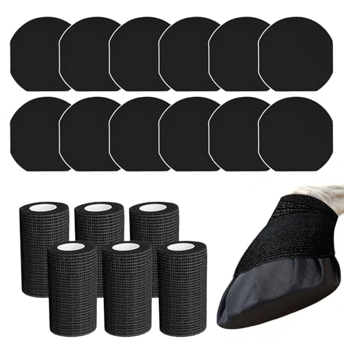 HTtoy 12 PCS Hufverband Tape mit 6 Rollen Verpackung Insgesamt 18PCS Starke Klebrige Pferdehufwicklungen Atmungsaktive wasserdichte Magikessen Hufpolster Hufpolster zur Behandlung von Hufwunden