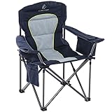 ALPHA CAMP Campingstuhl Faltbar Klappstuhl Gepolstert mit Getränkehaltern Angelstuhl mit Armlehnen bis 200kg Outdoorstuhl, Navy Blau