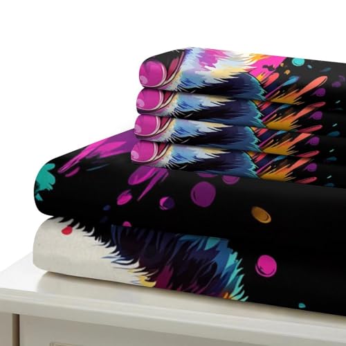Housse de couette panda 3D à éclair caché et imprimé pop vibrant en microfibre 260x220