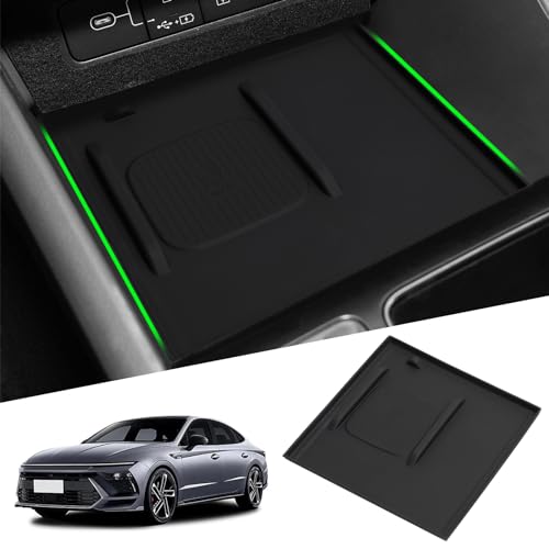 Center Console Wireless Charging Mat for 2024 2025 2026 Hyundai Sonata N-line Hybrid Accessories Silicone Dust Anti Slip Protection Pad Center Console Liner Interior