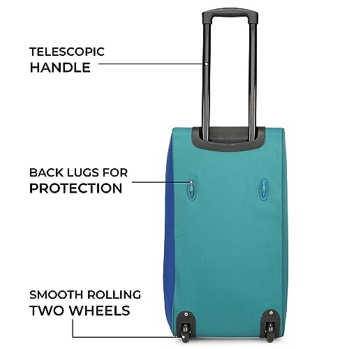 Image of Stony Brook by Nasher Miles Maze Polyester Medium 62 cm Teal Blue Wheel Duffel Bag for Travel | Duffle Bag with Trolley