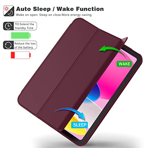 iMieet iPad (A16) Case 11th Gen/iPad 10th Generation Case [11-Inch 2025/10.9 Inch 2022] with Pencil Holder, Trifold Stand Smart Cover with Soft TPU Back,Auto Wake/Sleep(Wine) by iMieet - Image 4