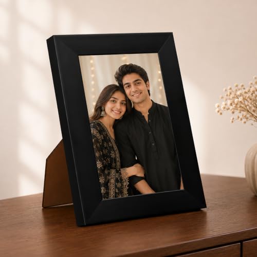 Image of Art Street Wood Customized Tabletop Photo Frame With Photo Upload, Rakshabandhan, Birthday, Rakhi, Rectangular Gift for Husband, Couple, Brother, Sister, Parents New (4x6 Inch, Black)