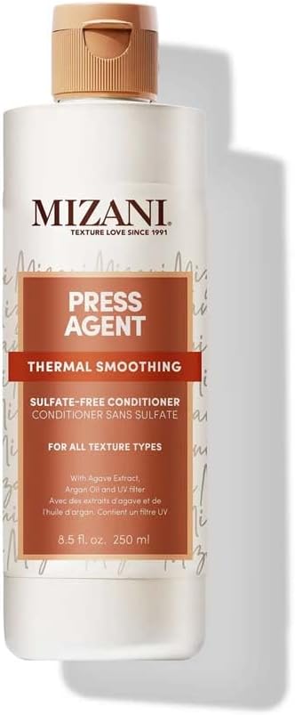 Smoothing Conditioner, Moisturising and Detangling Formula, Preps Hair for Thermal Styling, Enriched With Argan Oil and Agave Extract, Sulphate-Free, Press Agent Smoothing Conditioner, 250ml