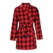 Robe for Women Plaid Long Sleeve Lightweight Spa Knee Length Bathrobe with Belt Color Block Soft Fashion Loungewear S-2XL Red