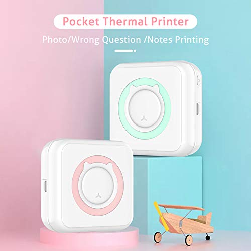 Image of Mini Thermal Printer Wireless 200dpi Bluetooth Portable Photo Label Maker with 1 Roll Paper (Pink)