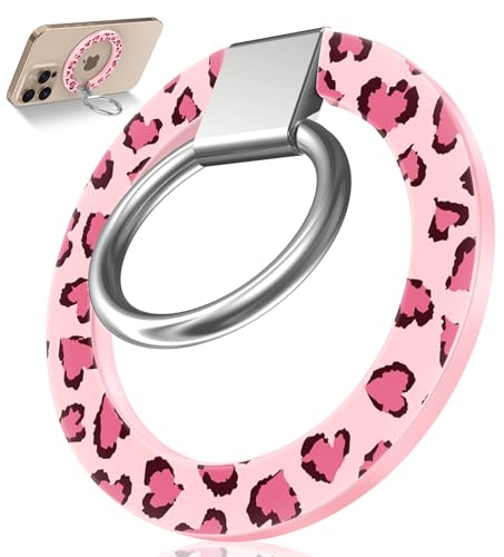 Image of Toycamp Phone Grip Ring Holder Compatible with MagSafe - Magnetic Phone Grip Stand Women Cute Painting Removable Rotatable Magnet Accessories for iPhone 17 Pro Max /16 /15 /14 /13 /12 Series, Leopard