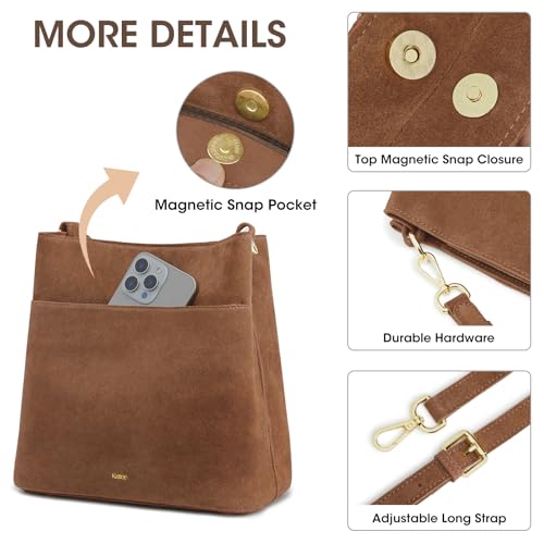 Image of Kattee Leather Handbags for Women 2026, Soft Shoulder Tote Crossbody Purses Bucket Bags with 2 Detachable Straps