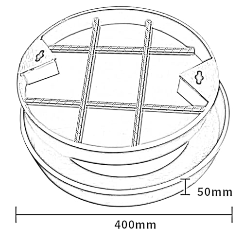 Tapa de Alcantarilla Empotrada Redonda con Marco de Acero Inoxidable,Plateado,400x400x50mm