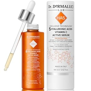 Serum Facial Antiedad 5 Acidos Hialuronicos Vitamina C Niacinamida 100ML BIO |Hexapeptido Rosa Damascena |Iluminador Hidratante Suavizante |Reduccion de Poros Natural | Todo Tipo de Piel | Italia