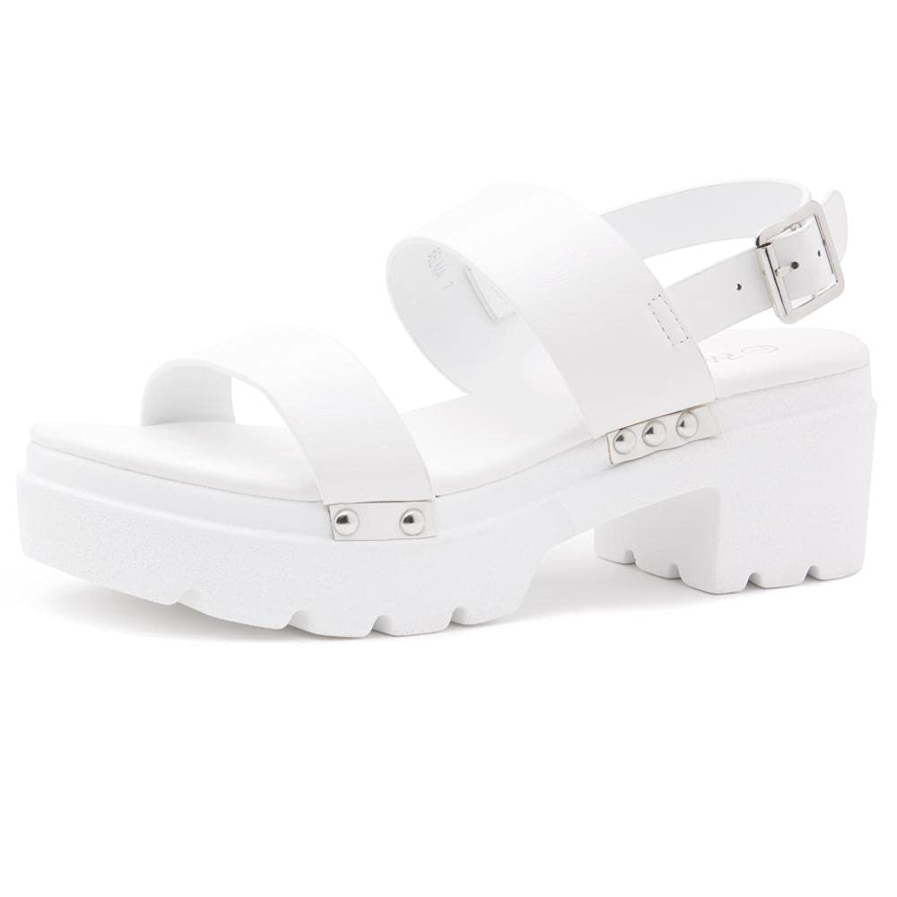 Herstyle Belma Women's Open Toe Ankle Strap Platform Wedge Sandals, 1901white, 8.5