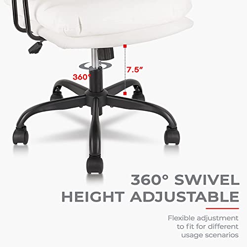 Ergonomic Office Chair, Home Office Desk Chairs With Wheels And Arms, Faux Leather Computer Swivel Chair For Bedroom Office Gaming (Lola Bkj) #TOP4