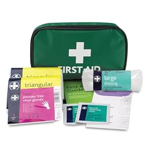 RELIANCE MEDICAL HSE 1 Person First Aid Kit in Small Green Pouch for Home Car Holiday and Workplace – Essentials for Everyday Situations