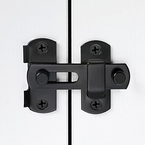 Iniret 4 Packs Barn Door Latches，2.75” X 2.02” Black Stainless Steel Barn Gate Flip Door Latch Bi-Fold Door Lock,Sliding Door Antique Lock Gate Latches Wine Cabinet Closet Door Latches #TOP2
