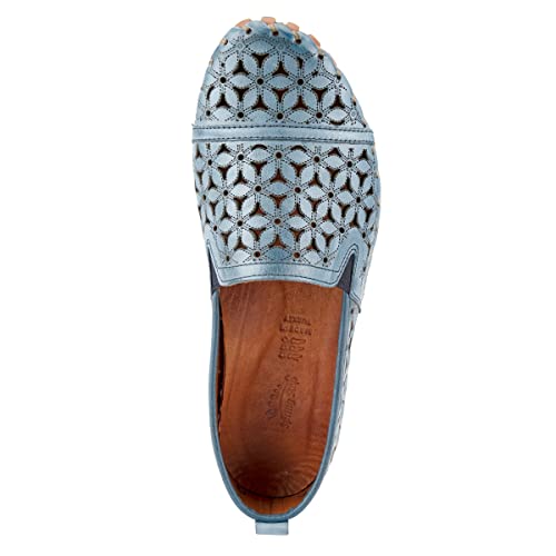 Image of Spring Step Flowerflow Shoes for Women - Leather Womens Loafer with Floral Laser Cutout - Comfortale Slip-On Shoes for Womens