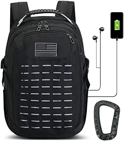 Ousawig Tactical Backpack Large Military Backpack Molle Backpack 28L EDC Rucksack Camping Backpack (black)