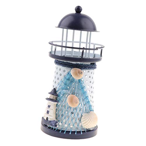 Preisvergleich Produktbild Homyl Wunderschöner Leuchtturm aus Eisen mit LED Beleuchtung Dekoration - S