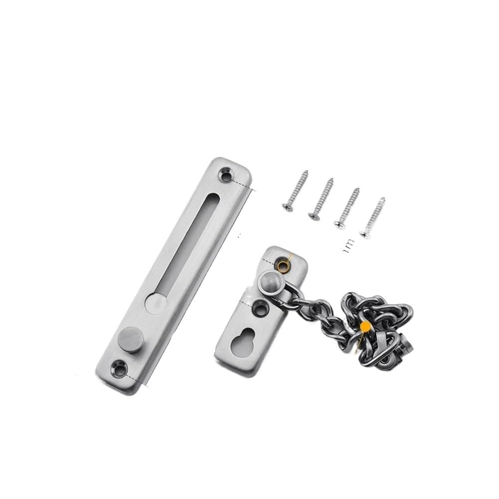 Gentryroo Silver Stainless Steel Door Chain Buckle Lock Household Thickened Security
