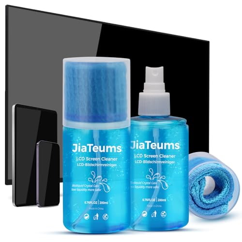 Spray detergente Naturale per schermo Ecomoist Set di panni in Microfibra riutilizzabili,JiaTeums Screen Cleaner per Smartphone, Touch Screen, Laptop, iPad 200ml 2 bottiglie