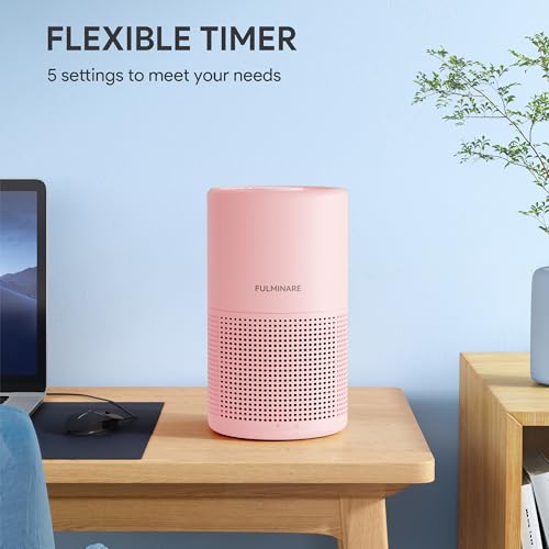 Image of FULMINARE Air Purifiers for Bedroom H13 True HEPA Air Filter, Quiet Air Cleaner With Night Light, Portable Small Air Purifier for Home, Office, Living Room (Pink)