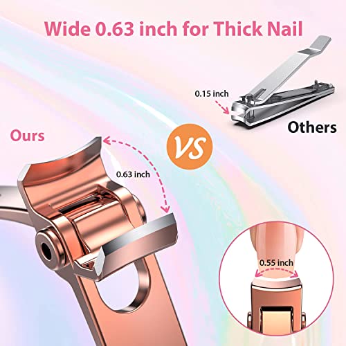 Kaasage Nail Clipper and File, Professional Stainless Steel Heavy Duty Nail Cutter with Ergonomic Long Handle and Sharp Jaw Clip Finger Nails and Thick Toenails Easily, Gift for Adults, Men & Seniors