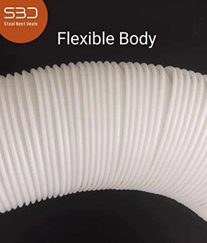 Image of SBD Flexible PVC Waste Pipe | PVC Waste Pipe for Bathroom Wash Basin and Kitchen Sink | Drain Pipe | Drain Hose for Wash Basin | Outlet Tube for Kitchen Sink, White (3)