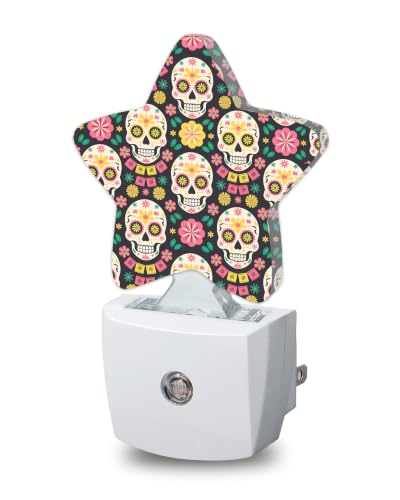 Image of Star Night Light with Dusk to Dawn Sensor, Funny Skull Plug in Night Light for Kids Bedroom Nursery, Soft Warm Glow Lamp for Hallway Bathroom Energy Saving