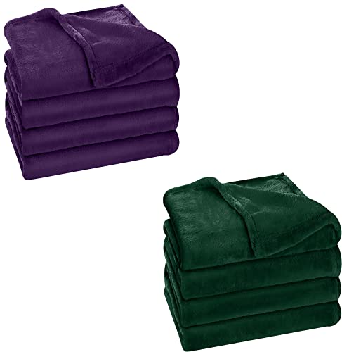 Utopia Bedding Fleece Blankets Bundle Pack Of Purple And Forest Green Queen Size Bed Blankets #TOP14