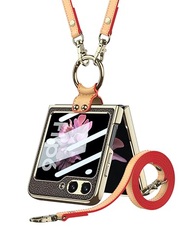Image of BOUNCEBACK Electroplated Leatherette Case /Cover Ring with Strap for Samsung Galaxy Z Flip 6 / Galaxy Flip 7 FE (2025) Case Cover - (Pink | Faux Leather)
