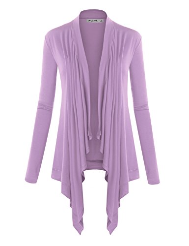 Image of Lock and Love Women's Draped Front Open Asymmetrical Cardigan - Casual Long Sleeve Lightweight Duster