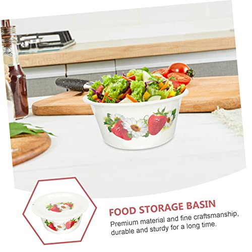Veemoon 2Pcs Cm Fruit Holder Tray Gadget Enamels Serving Keeper Household Oil Bowl Washing Beating Noodles Platter Salad Pot Travel With Camping Container Plates Lid Food Dough Retro Soup #TOP2